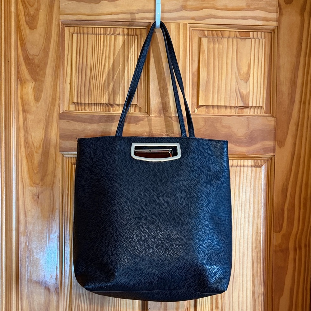 Steve Madden Black Tote Bag with Gold Accents - Women - Picture 5 of 11
